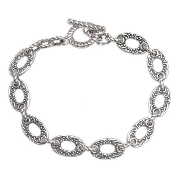 Alternate image for Unique Sterling Silver Link Bracelet Fern Forest