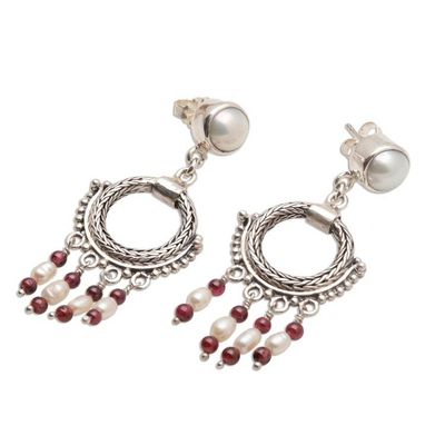 Alternate image for Sterling Silver and Pearl Chandelier Earrings Mutual Harmony