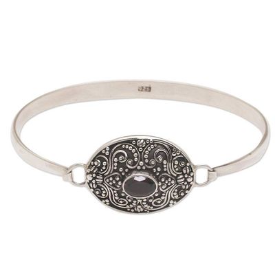 Alternate image for One Carat Oval Garnet and Silver Bangle Bracelet Tender Love