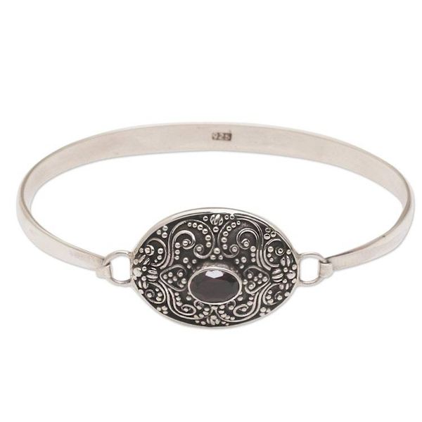 Alternate image for One Carat Oval Garnet and Silver Bangle Bracelet Tender Love
