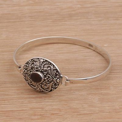 Alternate image for One Carat Oval Garnet and Silver Bangle Bracelet Tender Love