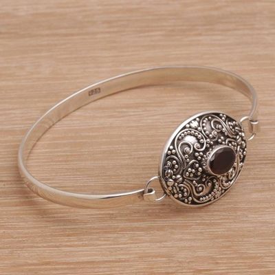 Alternate image for One Carat Oval Garnet and Silver Bangle Bracelet Tender Love