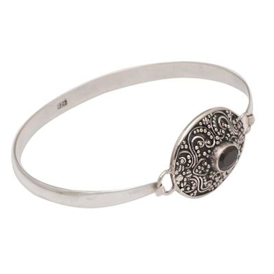 Alternate image for One Carat Oval Garnet and Silver Bangle Bracelet Tender Love