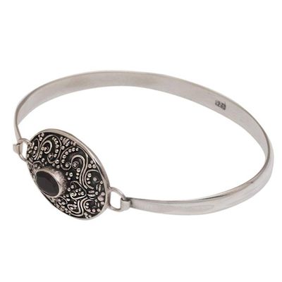 Alternate image for One Carat Oval Garnet and Silver Bangle Bracelet Tender Love