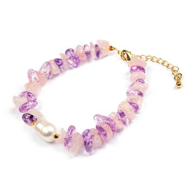 Alternate image for Gold-Accented Rose Quartz Amethyst Cultured Pearl Bracelet Galaxy Margarita