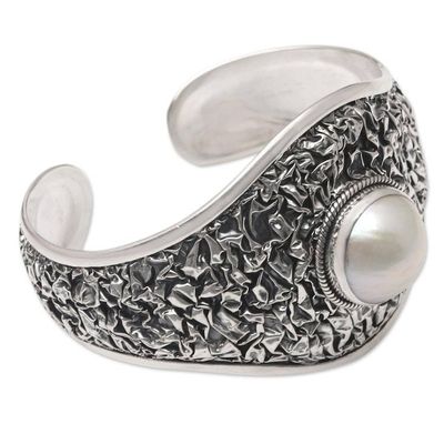 Alternate image for Cultured Pearl and Sterling Silver Cuff Bracelet Overflow of Love