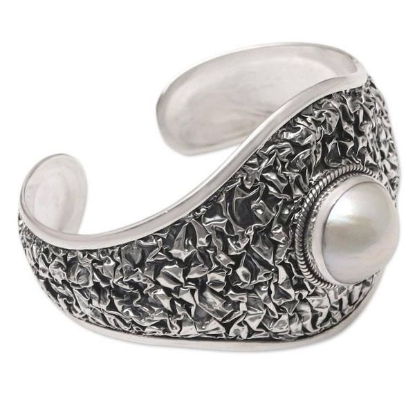 Alternate image for Cultured Pearl and Sterling Silver Cuff Bracelet Overflow of Love