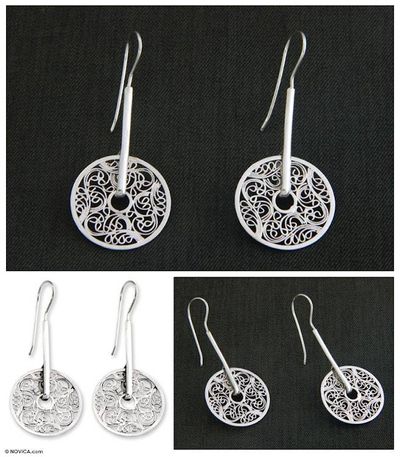 Primary image for Hand Crafted Sterling Silver Drop Earrings Cosmic Garden