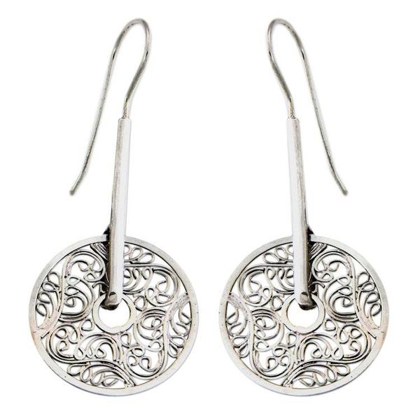 Alternate image for Hand Crafted Sterling Silver Drop Earrings Cosmic Garden