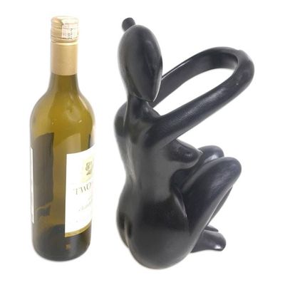 Alternate image for Black Suar Wood Wine Holder from Bali Warm Hug
