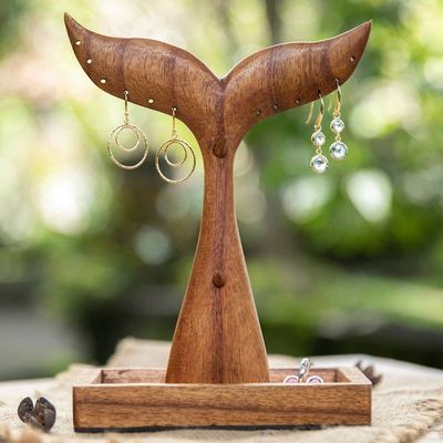 Primary image for Whale Tail-Shaped Wood Jewelry Stand Carved by Hand in Bali Whale Tail