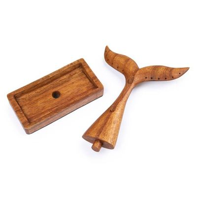 Alternate image for Whale Tail-Shaped Wood Jewelry Stand Carved by Hand in Bali Whale Tail