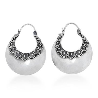 Alternate image for Sterling Silver Hoop Earrings from Bali Song of Light