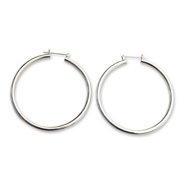 Alternate image for Artisan Crafted Balinese Silver Hoop Earrings 2.5 Inch Moonlit Goddess