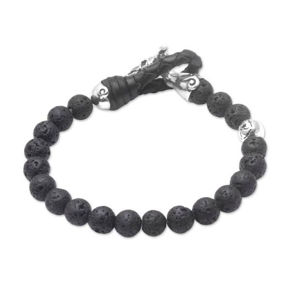 Alternate image for Lava Rock Beaded Bracelet with Sterling Silver Buffalo Rugged Power