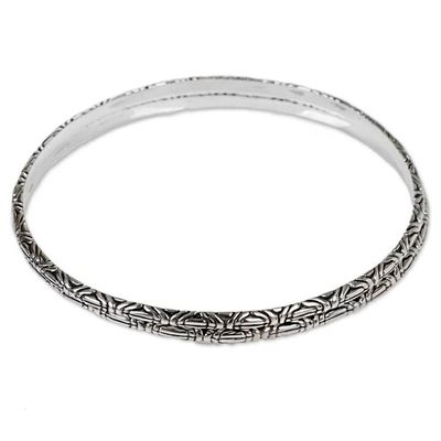 Alternate image for Two 925 Sterling Silver Handmade Engraved Bangles from Bali Indonesian Moon