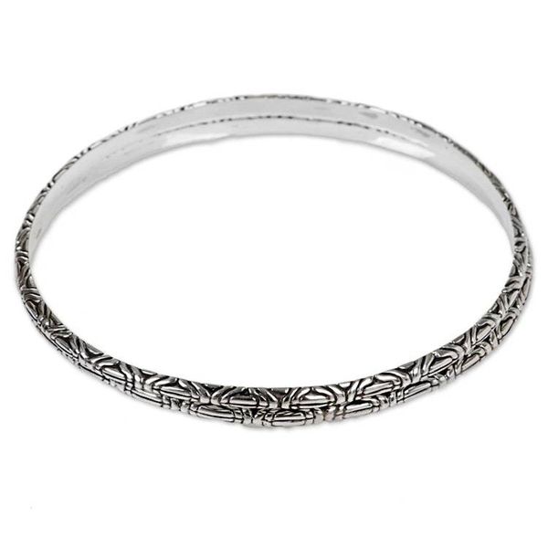 Alternate image for Two 925 Sterling Silver Handmade Engraved Bangles from Bali Indonesian Moon