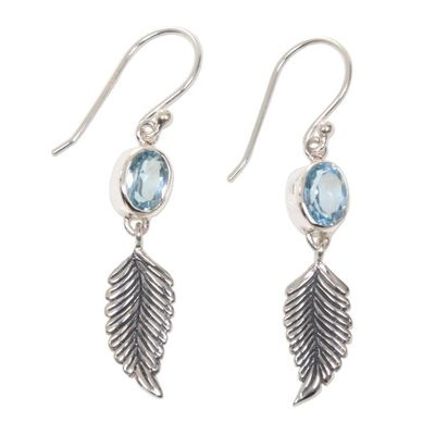 Alternate image for Balinese Silver Dangle Earrings with Blue Topaz Passionate Hope