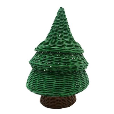 Alternate image for Holiday Christmas Tree Rattan Basket Painted by Hand Secret Christmas Tree