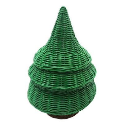 Alternate image for Holiday Christmas Tree Rattan Basket Painted by Hand Secret Christmas Tree