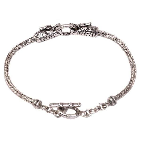 Alternate image for Mens Sterling Silver Dragon Pendant Bracelet from Bali Spiritual Dragon