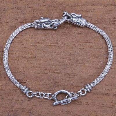 Alternate image for Mens Sterling Silver Dragon Pendant Bracelet from Bali Spiritual Dragon