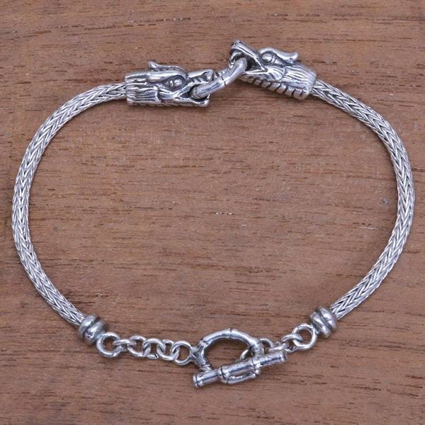 Alternate image for Mens Sterling Silver Dragon Pendant Bracelet from Bali Spiritual Dragon