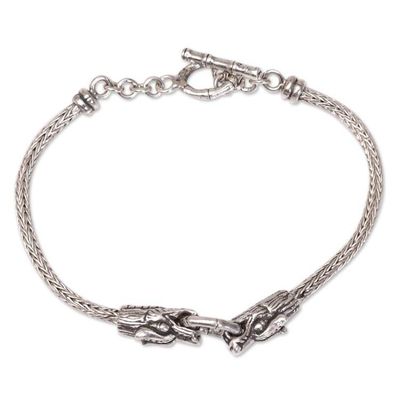 Alternate image for Mens Sterling Silver Dragon Pendant Bracelet from Bali Spiritual Dragon