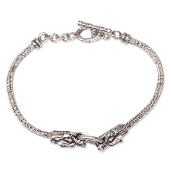 Alternate image for Mens Sterling Silver Dragon Pendant Bracelet from Bali Spiritual Dragon