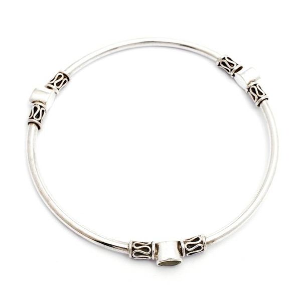 Alternate image for Peridot and Silver 925 Bangle Bracelet large Harmony of Three