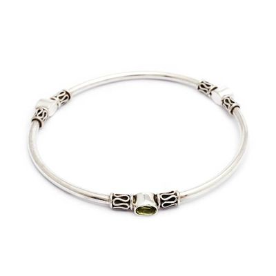 Alternate image for Peridot and Silver 925 Bangle Bracelet large Harmony of Three