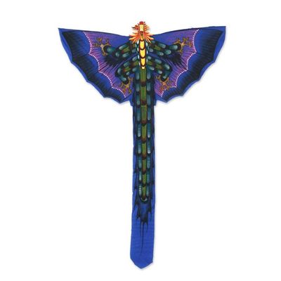 Alternate image for Hand Painted Nylon Blue Balinese Dragon Kite Blue Night Dragon