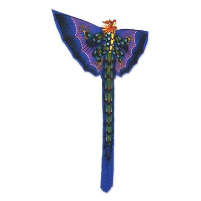 Alternate image for Hand Painted Nylon Blue Balinese Dragon Kite Blue Night Dragon