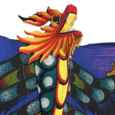 Alternate image for Hand Painted Nylon Blue Balinese Dragon Kite Blue Night Dragon