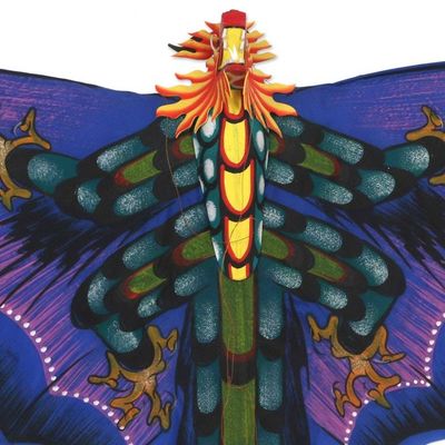 Alternate image for Hand Painted Nylon Blue Balinese Dragon Kite Blue Night Dragon