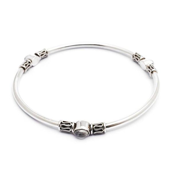 Alternate image for Silver 925 Bangle Bracelet with Rainbow Moonstone large Harmony of Three