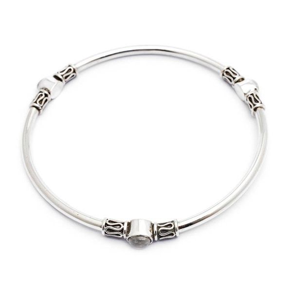 Alternate image for Silver 925 Bangle Bracelet with Rainbow Moonstone large Harmony of Three