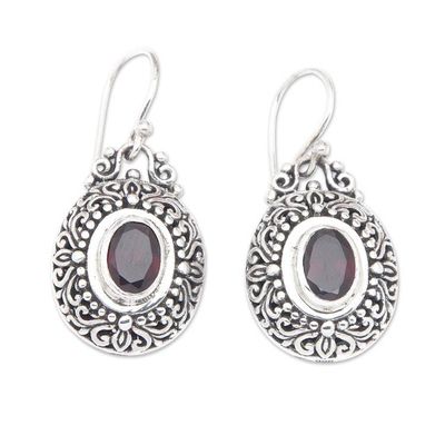 Alternate image for Sterling Silver Garnet Dangle Earrings Spiral Indonesia Crimson Fables