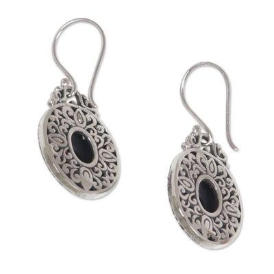 Alternate image for Sterling Silver Garnet Dangle Earrings Spiral Indonesia Crimson Fables