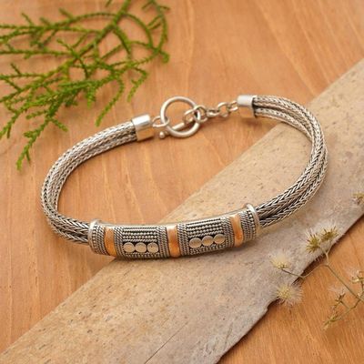 Alternate image for Handcrafted Gold Accent and Sterling Silver Bracelet Puri Naga