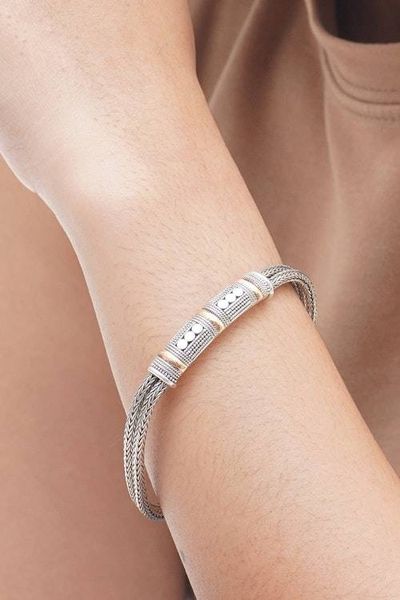 Alternate image for Handcrafted Gold Accent and Sterling Silver Bracelet Puri Naga