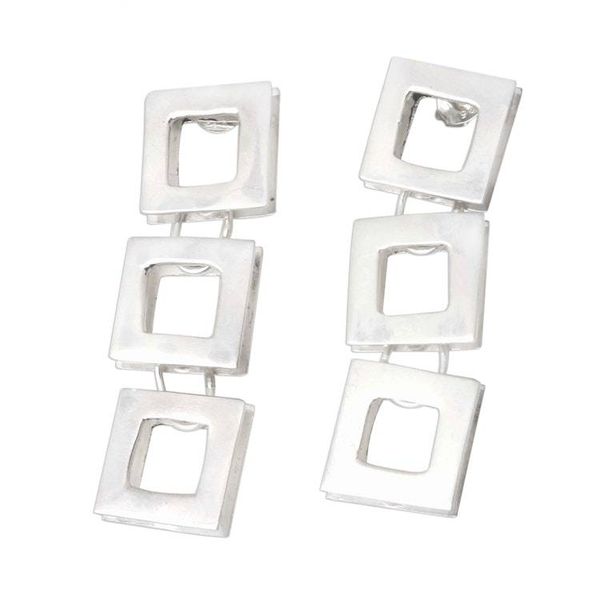 Alternate image for Modern Sterling Silver Drop Earrings Fair Square
