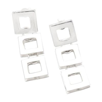 Alternate image for Modern Sterling Silver Drop Earrings Fair Square