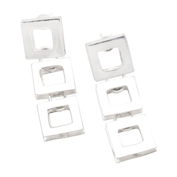 Alternate image for Modern Sterling Silver Drop Earrings Fair Square