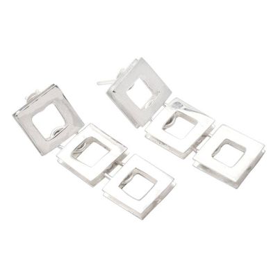 Alternate image for Modern Sterling Silver Drop Earrings Fair Square