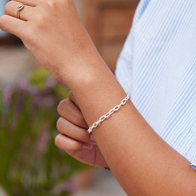 Alternate image for Polished Rope Sterling Silver Heart-Shaped Charm Bracelet Jolly Heart  Ropes