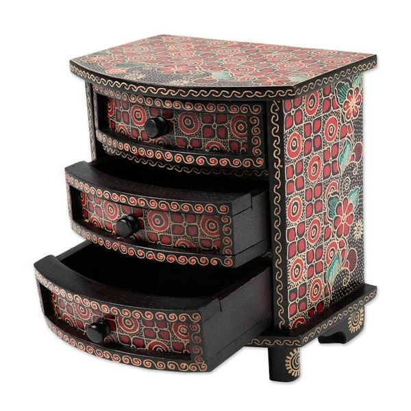 Alternate image for Kawung Motif Handcrafted Wood Batik Jewelry Box Kawung Secrets
