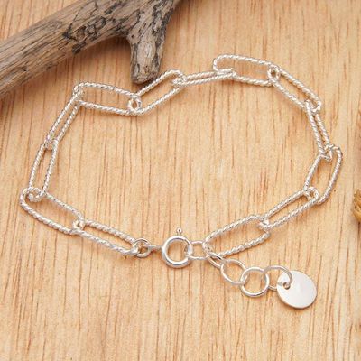 Alternate image for High-Polished Modern Rope Sterling Silver Charm Bracelet United Luck  Ropes
