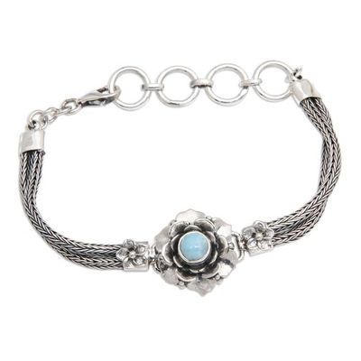 Primary image for Larimar Sterling Silver Floral-Themed Pendant Bracelet Flower of Eternity
