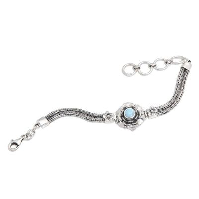 Alternate image for Larimar Sterling Silver Floral-Themed Pendant Bracelet Flower of Eternity
